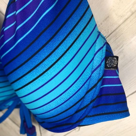 La vie en rose aqua swim bikini top blue halter - Picture 3 of 6